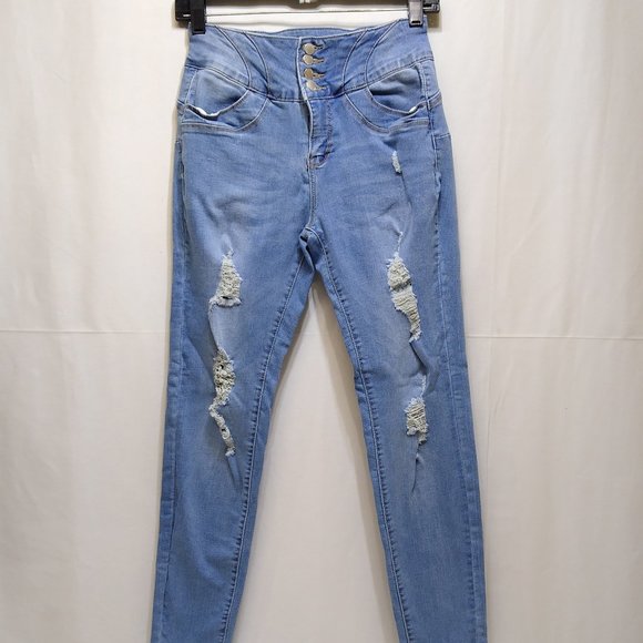 Wax Jean Butt, I Love You 24x 27 Hip 34" (0/24) Mid-Rise Distressed Style 90190 - Picture 1 of 11